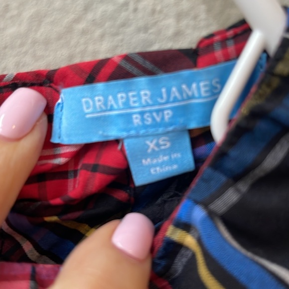 NWT DRAPER JAMES RED & BLUE PLAID TIERED BOW BACK DRESS - Picture 6 of 8